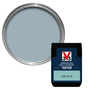 V33 Renovation Grey Blue Satinwood Multi-surface paint, 50ml Tester pot