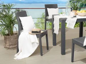 Set of 4 Garden Chairs FOSSANO Synthetic Material Graphite Grey