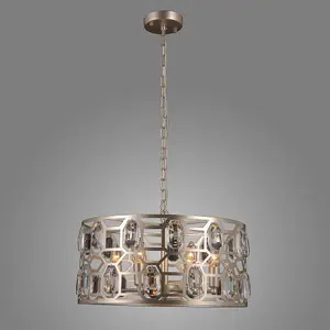 Luminosa Modern Hanging Pendant Champagne Silver 6 Light , E14