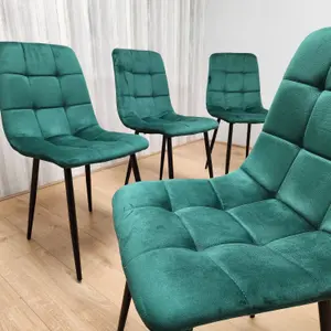 Dining Chairs Set Of 4 Green Tufted Chairs Velvet Chairs, Soft Padded Seat Living Room Chairs , Kitchen Chairs, Dining Room