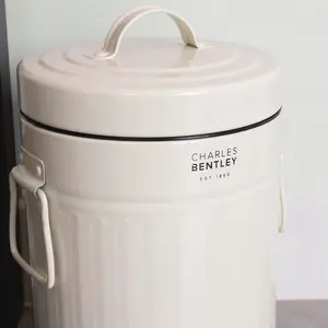 Charles Bentl 3L Cream Retro Steel Waste Rubbish Kitchen Bathroom Mini Pedal Bin