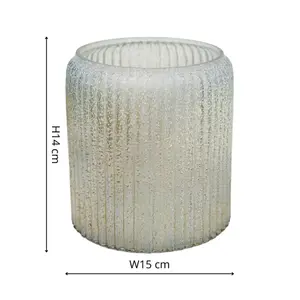 Verre Frosted Ribbed Glass Gold Planter H14Cm W15Cm