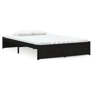 Berkfield Bed Frame Black Solid Wood 120x190 cm Small Double