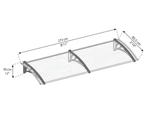 Palram - Canopia Neo Door canopy, (H)300mm (W)2730mm (D)855mm