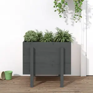 Berkfield Garden Planter Grey 62x50x57 cm Solid Wood Pine