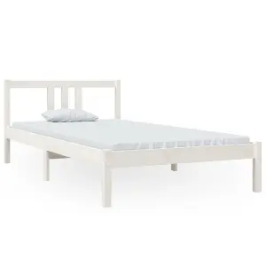 Berkfield Bed Frame White Solid Wood 100x200 cm