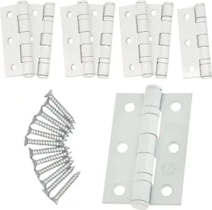 EAI - 3" Internal Door Hinges & Screws G7 FD30  - 76x50x2mm Square - White - Pack 4 Pairs