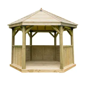 Forest Garden Hexagonal Gazebo, (W)3.78m (D)3.27m with Floor included