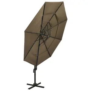 Berkfield 4-Tier Parasol with Aluminium Pole Taupe 3x3 m