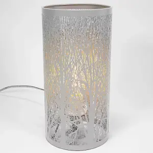 Unique and Beautiful Matt Grey Metal Forest Design Table Lamp with Cable Switch