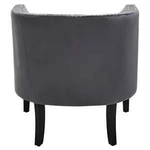 Interiors by Premier Grey Velvet Studded Chair, Easy to Clean Leather Armchair, Body Supportive Accent Chair