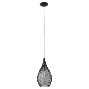 Pendant Ceiling Light Colour Black Shade Black White Satin Glass Steel Bulb E27 1x60W