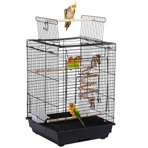 Yaheetech Black Open Top Metal Bird Cage w/ Open Play Top