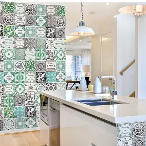 Walplus IndiaGreen Azulejo Combo Mix Tile Stickers