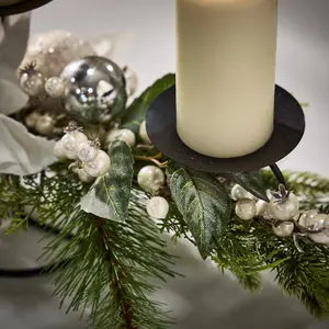 Moonlit Forest Triple Pillar Centrepiece Christmas Decoration Tealight Holder Candle Holder