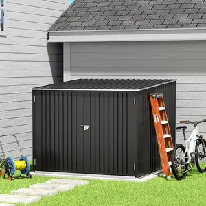 Outdoor Storage Shed Galvanized Steel Bicycle Storage Shed with Lockable Stores up to 4 Bikes for Backyard Patio