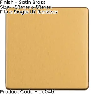 2 PACK Single SCREWLESS SATIN BRASS Blanking Plate Round Edged Wall Hole Cover