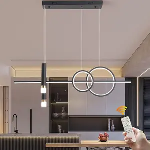 Garwarm Modern Geometric Black Dimmable LED Pendant Light for Dinning Room