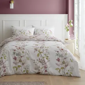 Francesca Floral 200 Thread Count Cotton Reversible Duvet Cover Set Super King Duvet Cover + 2 Standard Pillowcases