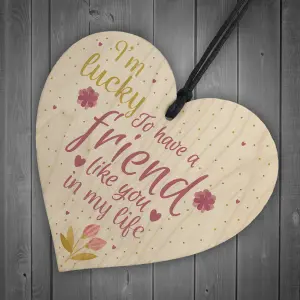 Red Ocean Handmade Friendship Gift Sign Best Friend Plaque Shabby Chic Wooden Hanging Heart Thank You