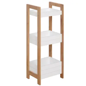 HOMCOM 3-Tier Bathroom Rack Organizer Storage Shelf Rack Free Standing Bamboo