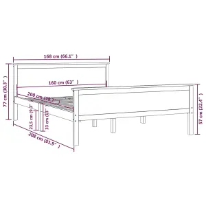 Berkfield Bed Frame Solid Wood Pine 160x200 cm