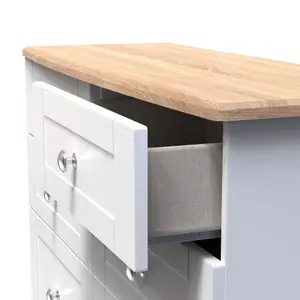 Sussex Ready assembled White & oak 6 Drawer Chest (H)792mm (W)1117mm (D)414mm