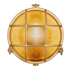 Nordlux Polperro Outdoor Patio Terrace Garden Wall Light In Brass (Height) 9.3cm