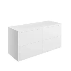 Grasmere Matt White Wall-mounted 4 Drawer Bathroom Cabinet (H) 588mm (W) 1205mm