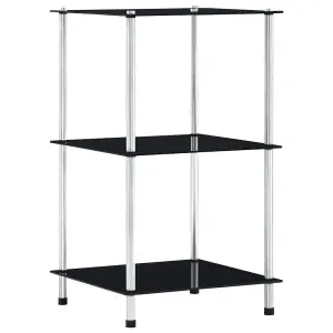 Berkfield 3-Tier Shelf Black 40x40x67 cm Tempered Glass