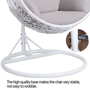 Yaheetech White Hanging Swing Chair with Cushion Garden Patio Rattan Hammock Chair