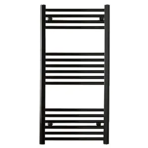 Straight Towel Rail Heated Towel Rails Black / 100cm H x 50cm W x 4cm D