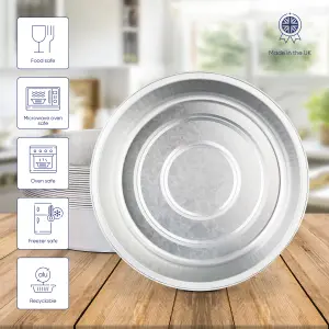 20 Pk Coppice Deep Round Aluminium Foil Pie Dish for Baking, Serving & Food Storage 18 x 5.5cm Freezer, Microwave & Oven Safe