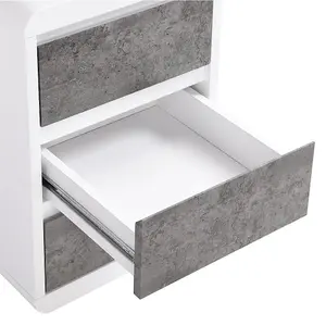 Florentine High Gloss Computer Desk In White And Concrete Effect