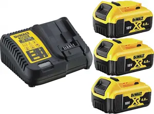 3 x Dewalt DCB182 4.0ah 18v XR Lithium Ion Battery + DCB115 Charger Power Pack