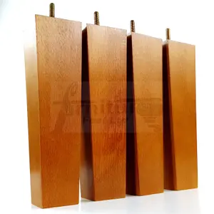 4 Wooden Furniture Legs M10 240mm High Golden Oak Replacement Square Tapered Sofa Feet Stools Chairs Cabinets Beds