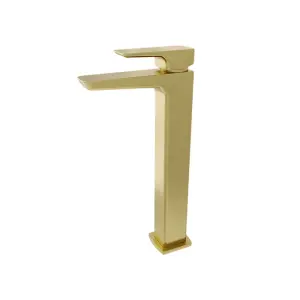 Nes Home Modern Countertop Brushed Brass Tall Square Basin Mono Mixer Tap