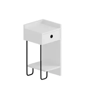 Jan Versatile Modern Bedside Table with Drawer and Open Shelf Dark Coffee / Left Orientation