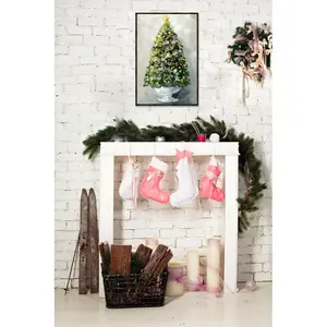 Christmas Tree 1 - Single Picture Frame Painting Espresso Floating Frame / 152.4cm H x 101.6cm W