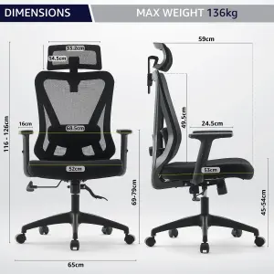 Office Chair Black Adjustable Ergonomic Essentials Gaming