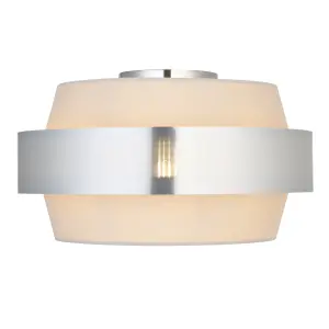 Boston Brushed Fabric & metal Natural Chrome effect LED Ceiling light