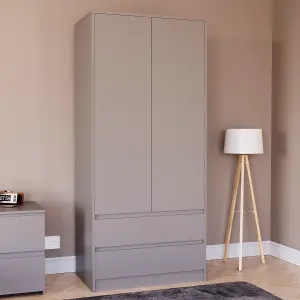 Vida Designs Denver 2 Door Wardrobe With Drawers, Grey (2)