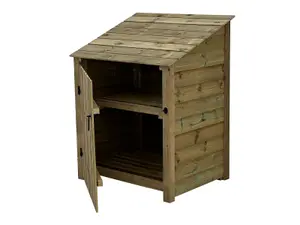 Wooden Premium Tongue & Groove Log Store (W-99cm, H-126cm, D-88cm With door, With Kindling Shelf