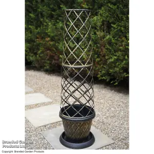 Patio Pot and Growing Frame - Black & Gold Tower Pot™ - 1 Set