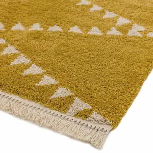 Mustard Shaggy Handmade Modern Easy to clean Rug for Dining Room-120cm X 170cm