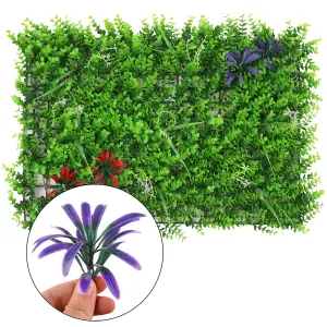 Artificial Green Grass Panel Backdrop, 60cm x 40cm, With Leaf & Flower