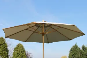 Large Hardwood Garden Parasol Umbrella - 3M Wide - (Light Grey)