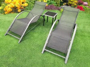 3pc Garden Sun Lounger Set with Table