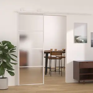 Berkfield Sliding Door Frosted ESG Glass and Aluminium 76x205 cm White