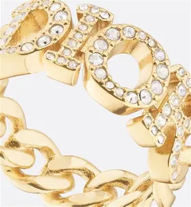 DIOR Diorevolution Ring Gold-Finish Metal And White Crystals - Size XS - Women